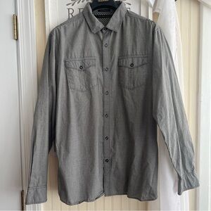 Sean John gray tight plaid button up shirt sz XXL